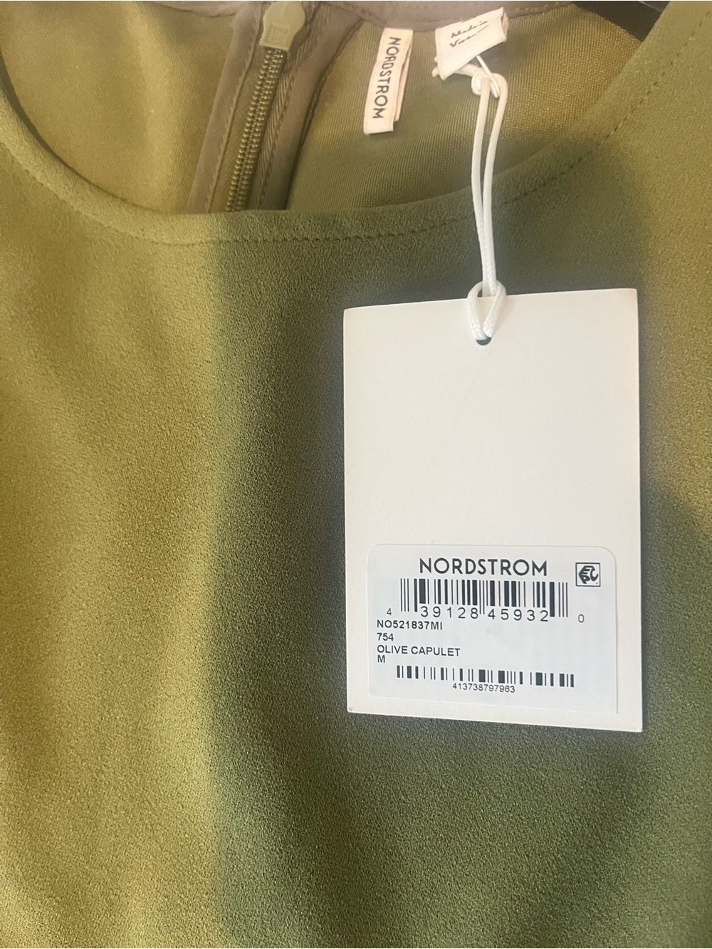 Nordstrom Olive Green Ruched Side-Slit Midi Dress Medium - Picture 6 of 6